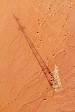 View of Wadi Rum desert from the hot air ballon