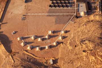 View of Wadi Rum desert from the hot air ballon
