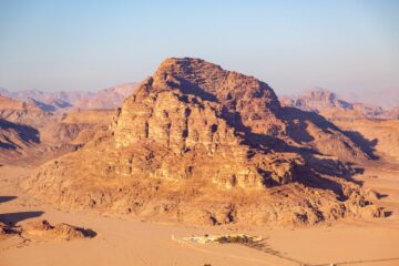 View of Wadi Rum desert from the hot air ballon