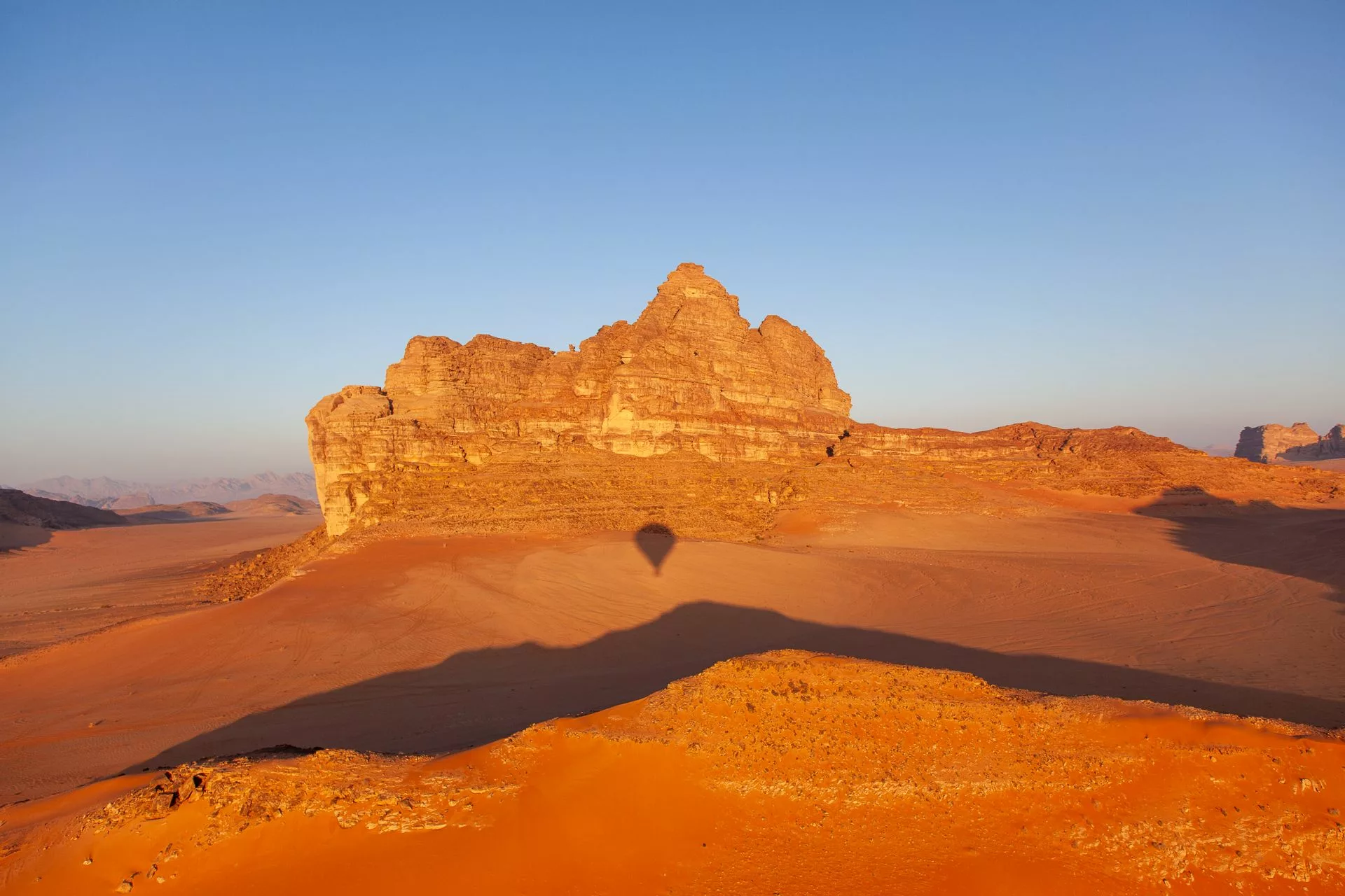 View of Wadi Rum desert from the hot air ballon