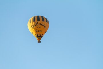 Hot air balloon over Wadi Rum desert