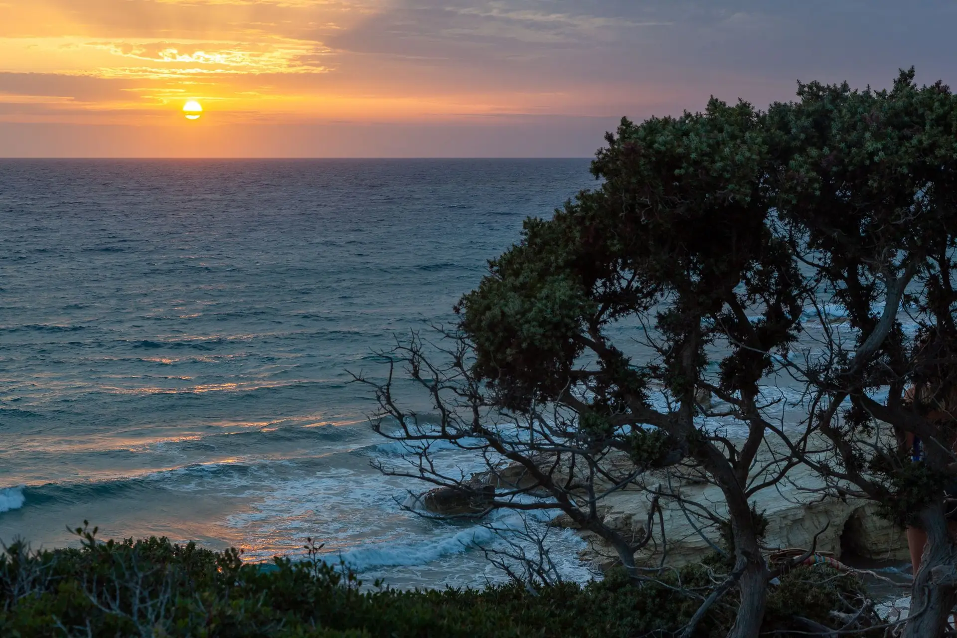 Sunset on a beach in Kos island