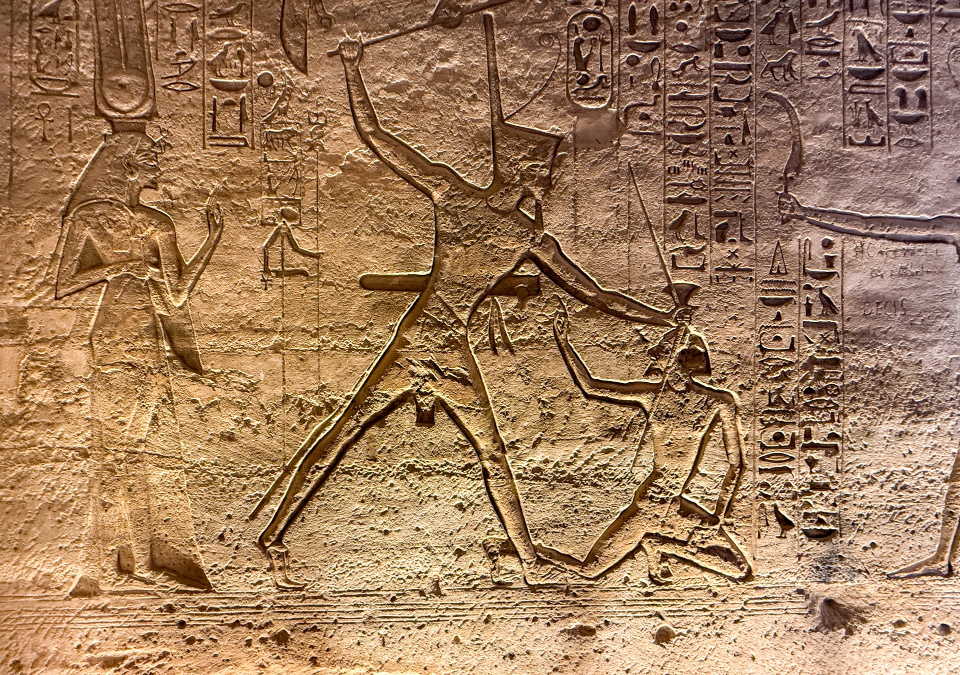 Geroglifico nel tempio di Abu Simbel raffigurante una scena di guerra.