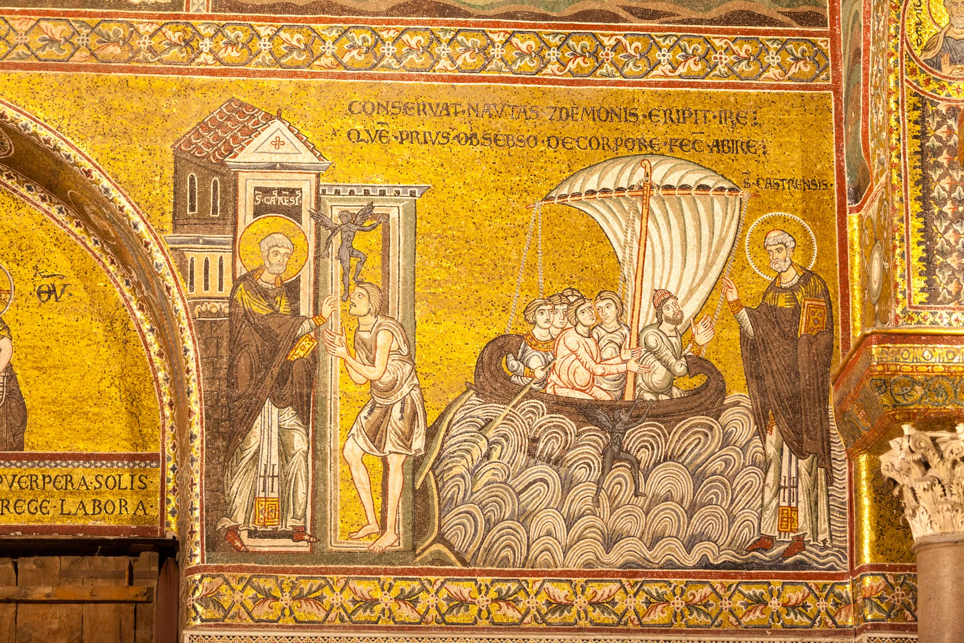 Mosaico di San Castrense che salva i naviganti e scaccia un demone